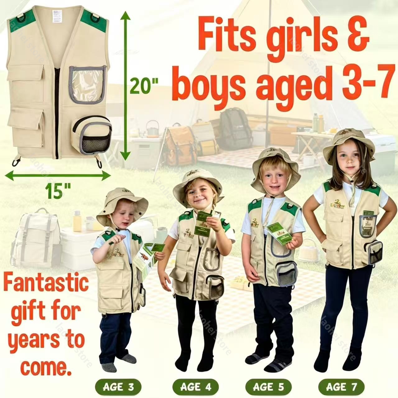 Outdoor Adventure Games - Kids Explorer Vest and Hat Costume