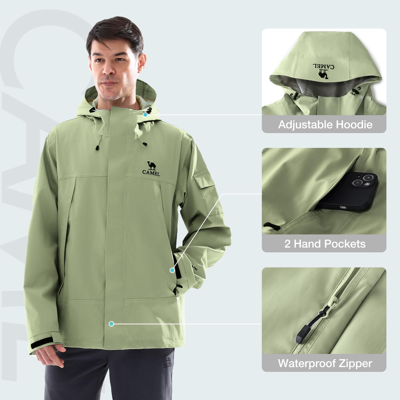 GOLDEN CAMEL Men's Rain Jacket - Outdoor Adventure Windbreaker 评论和价格